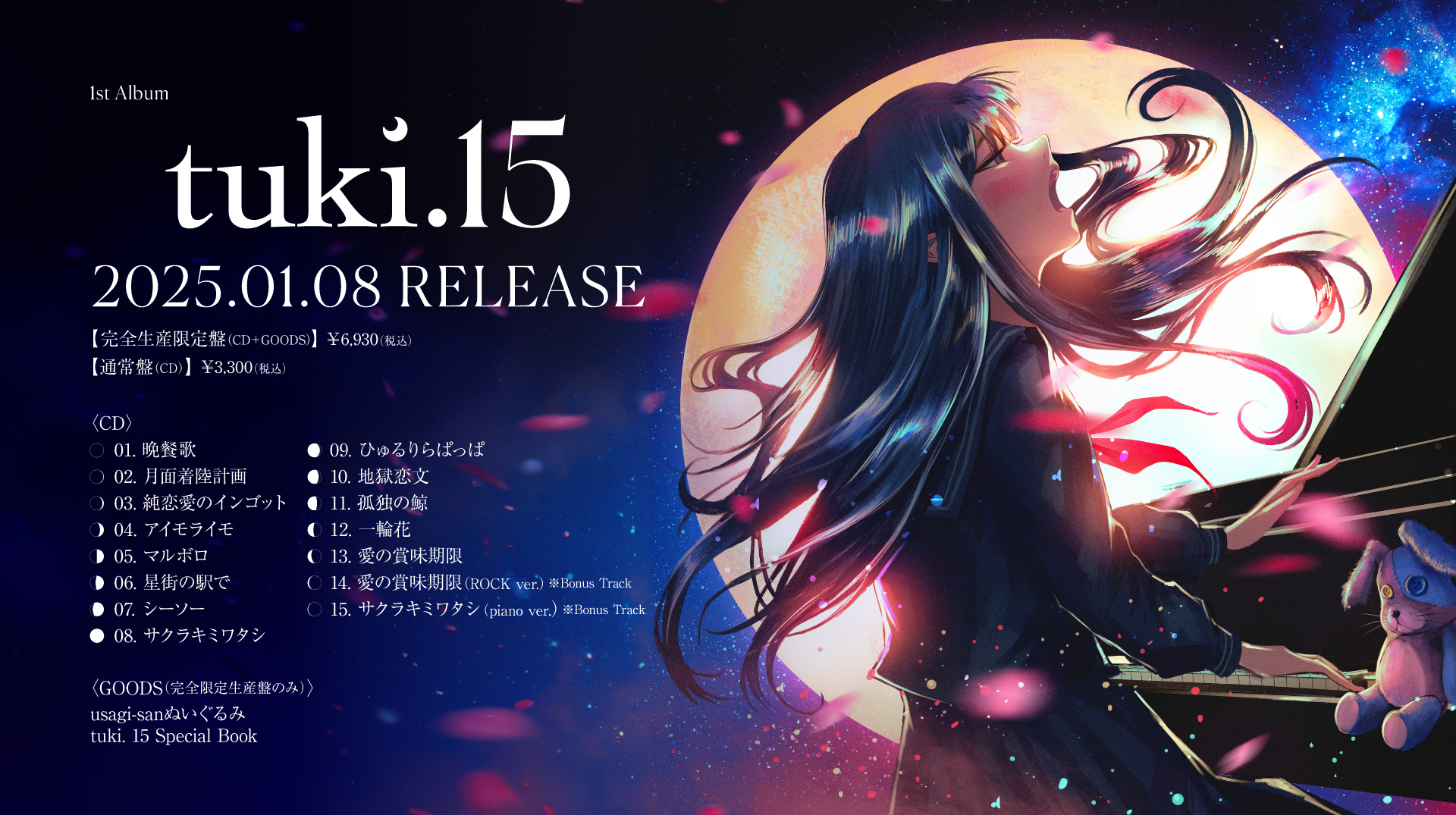 tuki.1st Full ALBUM「15」　ジャケットビジュアル